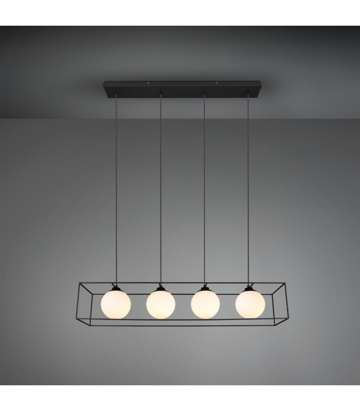 Gabbia Modern 4 Light Bar Pendant Ceiling Light Black Matt-3