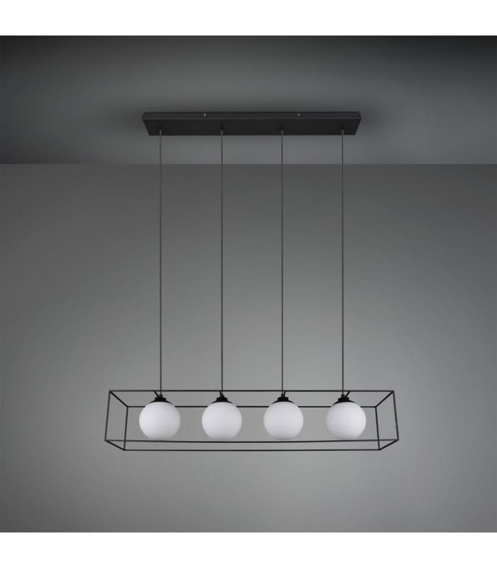Gabbia Modern 4 Light Bar Pendant Ceiling Light Black Matt-4