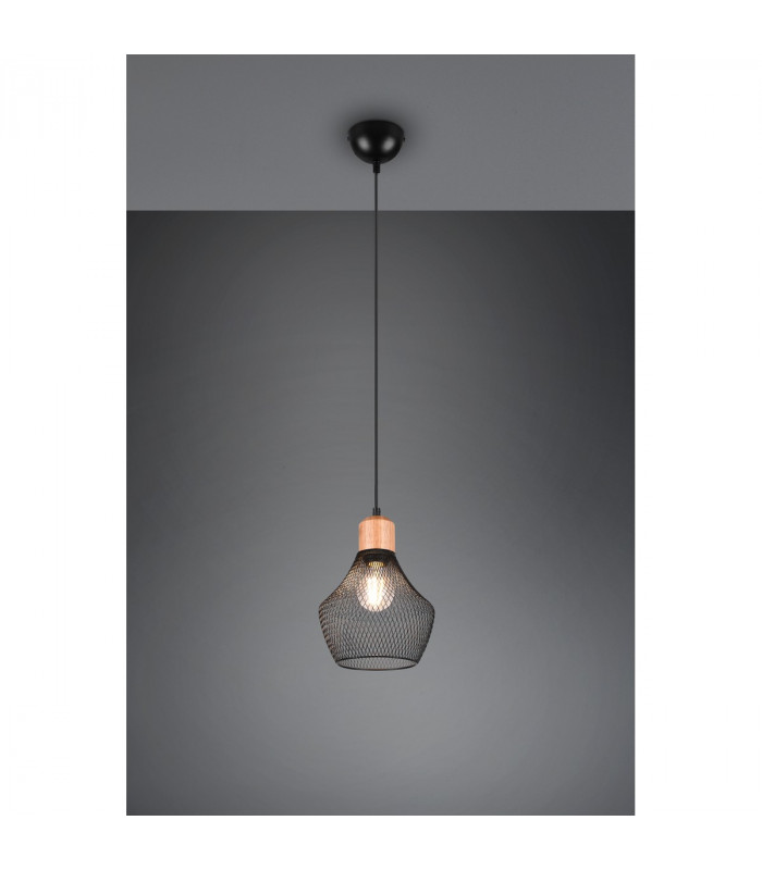 Valeria Modern 18cm Wire Frame Pendant Ceiling Light Black Matt-2