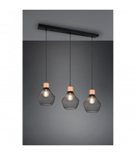 Valeria Modern 3 Light Bar Pendant Ceiling Light Black Matt-2