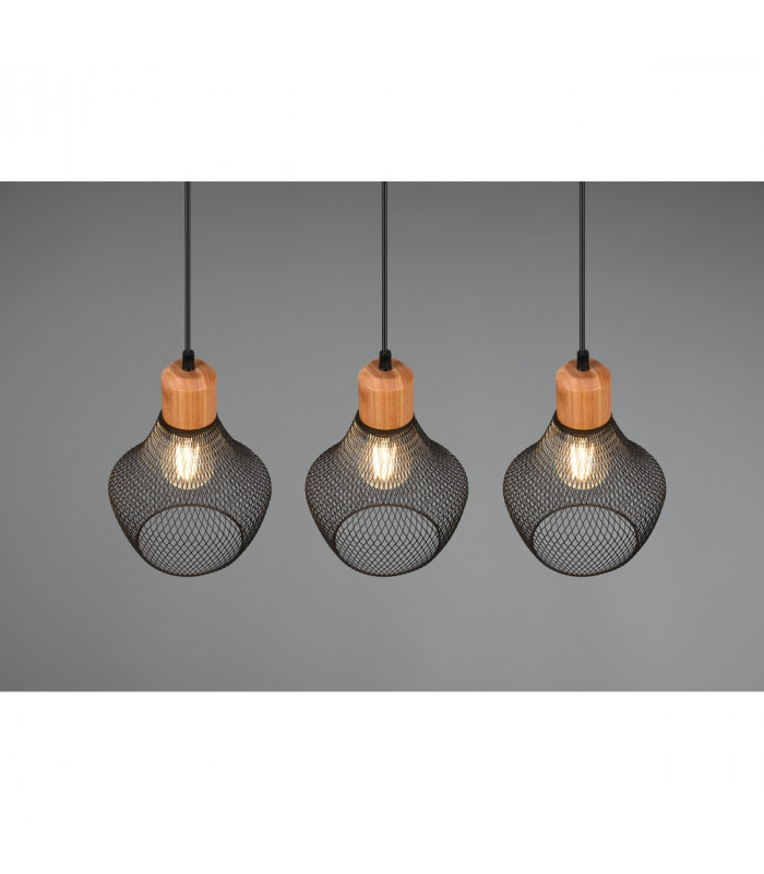 Valeria Modern 3 Light Bar Pendant Ceiling Light Black Matt-4