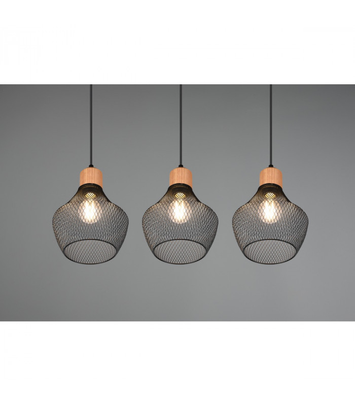 Valeria Modern 3 Light Bar Pendant Ceiling Light Black Matt-5