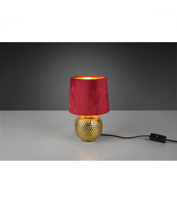 Sophia Modern Table Lamp with Round Tapered Shade Gold Red Shade-2