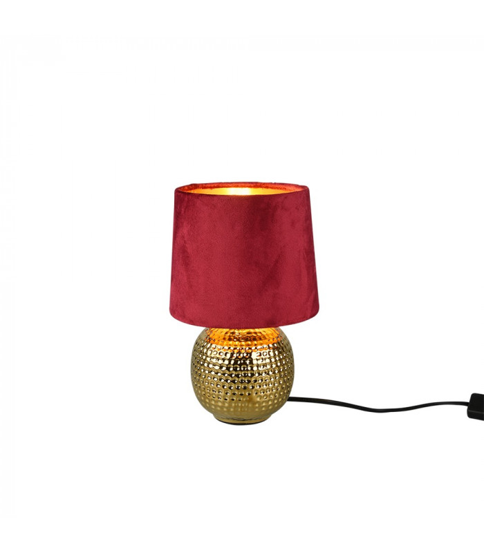 Sophia Modern Table Lamp with Round Tapered Shade Gold Red Shade-1