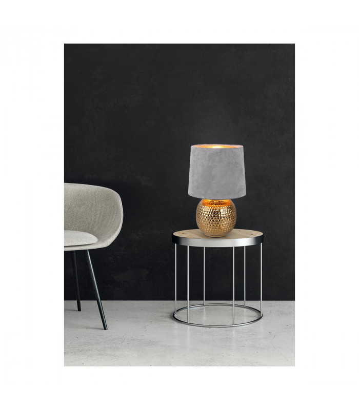 Sophia Modern Table Lamp with Round Tapered Shade Gold Grey Shade-4