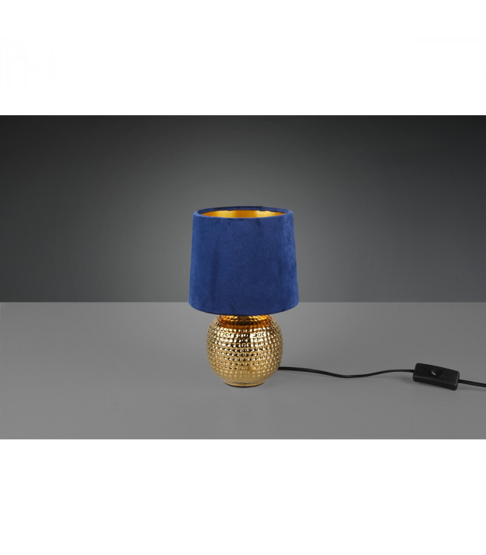 Sophia Modern Table Lamp with Round Tapered Shade Gold Blue Shade-3