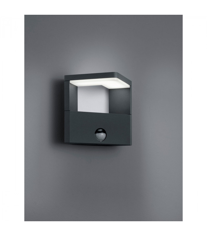 Ganges Modern Outdoor Modern Wall Lamp Anthracite 3000K IP54 with PIR-3
