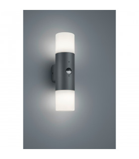 Hoosic Modern 2 Light Outdoor Up Down Wall Lamp Anthracite IP44 with PIR-2