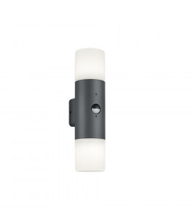 Hoosic Modern 2 Light Outdoor Up Down Wall Lamp Anthracite IP44 with PIR-1