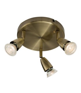 Adjustable 3 Light Spotlight Antique Brass, GU10 - 1