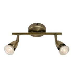 Adjustable 2 Light Spotlight Antique Brass, GU10 - 1