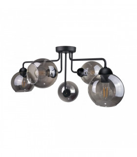 Cosmo Multi Arm Semi Flush Ceiling Light Black, 70cm, 5x E27