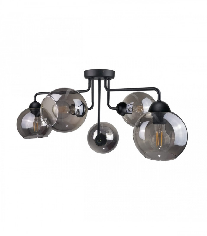 Cosmo Multi Arm Semi Flush Ceiling Light Black, 70cm, 5x E27