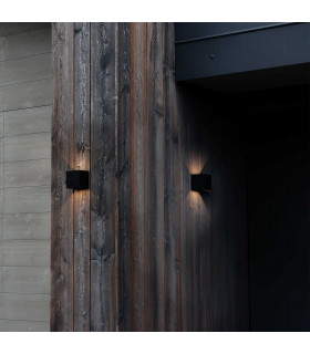 Atom 2 Light Integrated LED Outdoor Up Down Wall Lamp Black 1050Lm 3000K IP54-2