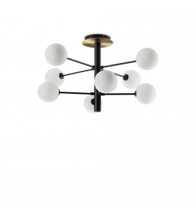 Cosmopolitan 8 Light Globe Ceiling Light Matte Black Satin Brass