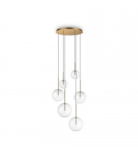 Equinoxe 6 Light Cluster Pendant Ceiling Light Brass