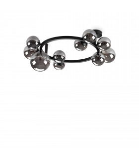 Perlage 10 Light Globe Ceiling Light Black Smokey Grey Shade-1