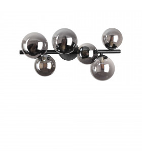 Perlage 6 Light Globe Ceiling Light Black Smokey Grey Shade