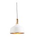 1 Light Dome Ceiling Pendant Matt White Paint, Light Effect Wood, E27 - 1