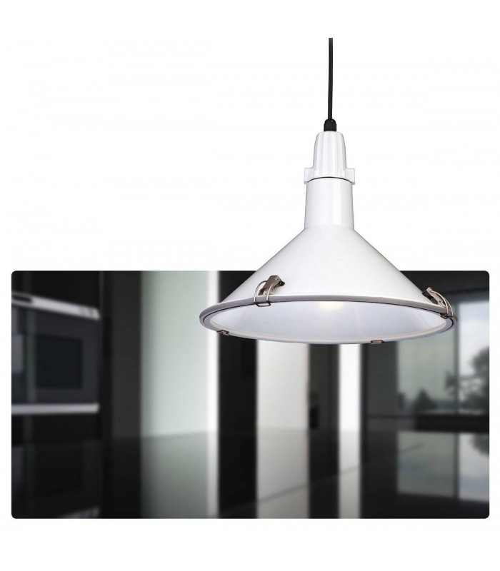 1 Light Dome Ceiling Pendant White IP44, E27 - 2
