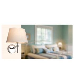 1 Light Single Indoor Wall Polished S/Steel, Cream, E14 - 2