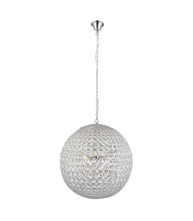 4 Light Spherical Ceiling Pendant Chrome, Clear Crystal (K9) Glass Detail, E14 - 1