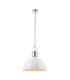 1 Light Dome Ceiling Pendant Satin Chrome, Gloss White, E27 - 1