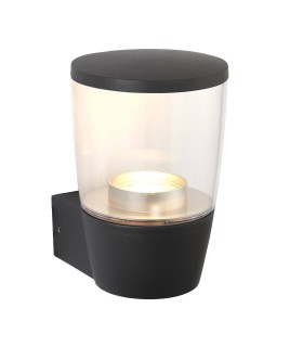 1 Light Outdoor Wall Light Clear Polycarbonate, Dark Matt Anthracite Paint IP44, GU10 - 1