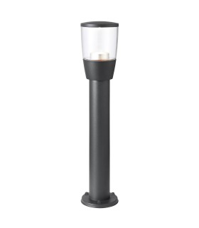 Outdoor Bollard Light Clear Polycarbonate, Textured Dark Matt Anthracite Paint IP44, GU10 - 1
