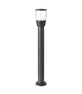 Outdoor Bollard Light Clear Polycarbonate, Textured Dark Matt Anthracite Paint IP44, GU10 - 1
