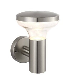 Outdoor Wall Light Clear Polycarbonate, Marine Grade Brushed Stainless Steel IP44, GU10 - 1