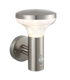 PIR Outdoor Wall Light Clear Polycarbonate, Marine Grade Brushed Stainless Steel IP44, GU10 - 1
