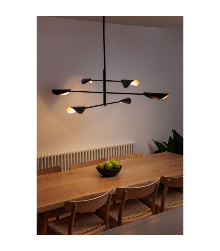 Liggera 6 Light Multi Arm Pendant Ceiling Light Matt Black-3