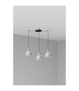 Venice 3 Light Cluster Pendant Ceiling Light Black & White Gloss