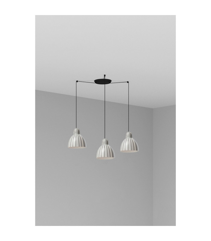 Venice 3 Light Cluster Pendant Ceiling Light Black & White Gloss