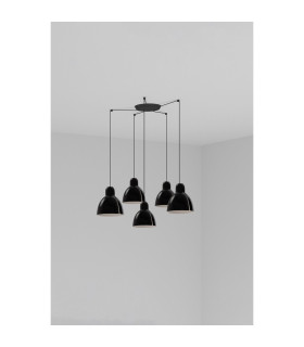 Venice 5 Light Cluster Pendant Ceiling Light Shiny Black