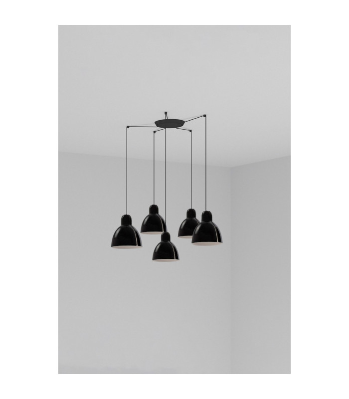 Venice 5 Light Cluster Pendant Ceiling Light Shiny Black