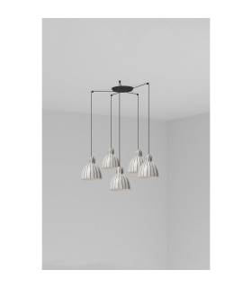 Venice 5 Light Cluster Pendant Ceiling Light Black & White Gloss