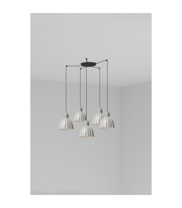 Venice 5 Light Cluster Pendant Ceiling Light Black & White Gloss