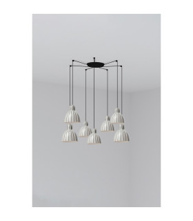 Venice 7 Light Cluster Pendant Ceiling Light Black & White Gloss