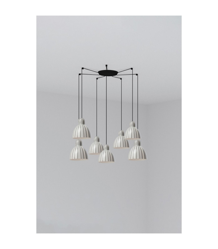 Venice 7 Light Cluster Pendant Ceiling Light Black & White Gloss