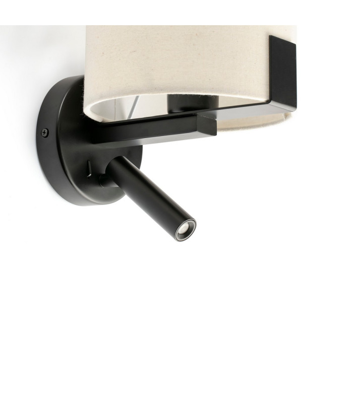 Nila Reading Light Matt Black With Off White Shade-5