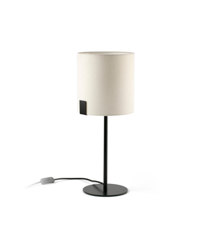 Nila Table Lamp With Round Shade Matt Black With Off White Shade-1