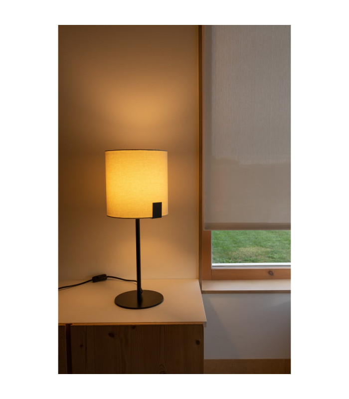 Nila Table Lamp With Round Shade Matt Black With Off White Shade-2