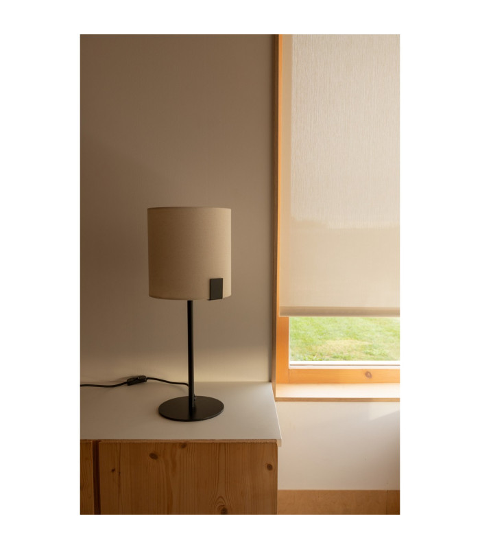 Nila Table Lamp With Round Shade Matt Black With Off White Shade-3