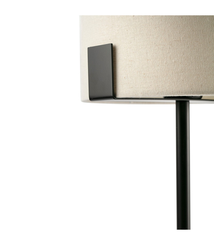 Nila Table Lamp With Round Shade Matt Black With Off White Shade-4