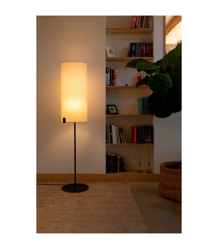 Nila Table Lamp With Round Shade Matt Black With Off White Tall Shade-2