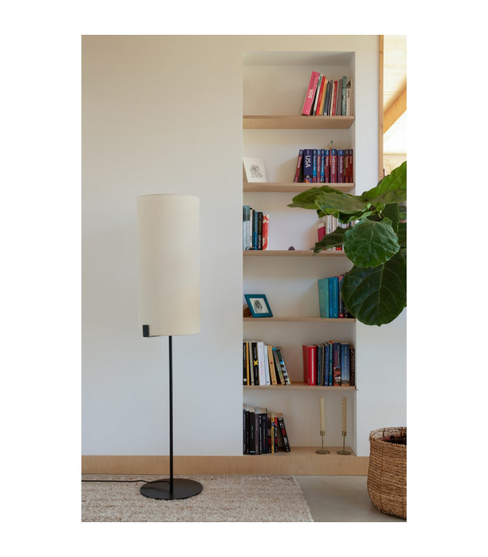 Nila Table Lamp With Round Shade Matt Black With Off White Tall Shade-3