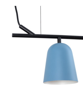 Studio 3 Light Bar Pendant Ceiling Light Matt Black Blue-2