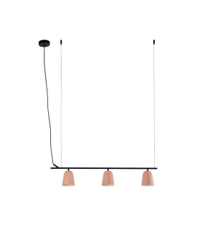 Studio 3 Light Bar Pendant Ceiling Light Matt Black Pink
